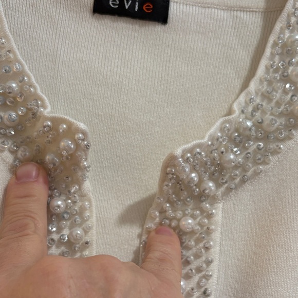 EVIE Ivory Cardigan with Pearl Embellishments - Picture 4 of 8